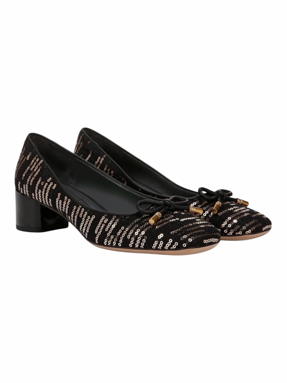 Franco Sarto Natalia Square Toe Sequin Block Heel Pumps with Bow Size 8